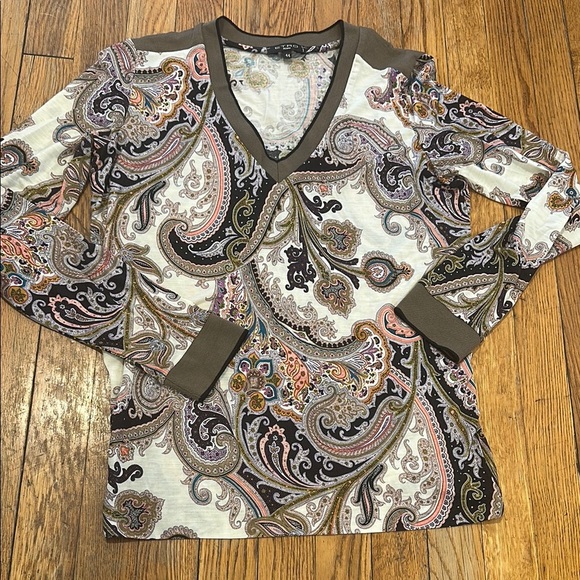 Etro vintage wool blend Paisley V-Neck Women's Top light sweater spring - Picture 1 of 7